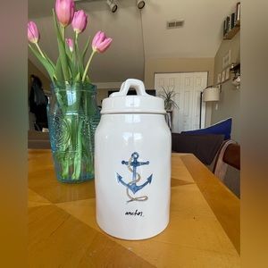 8" Tall Rae Dunn by Magenta Anchor Canister Nautical